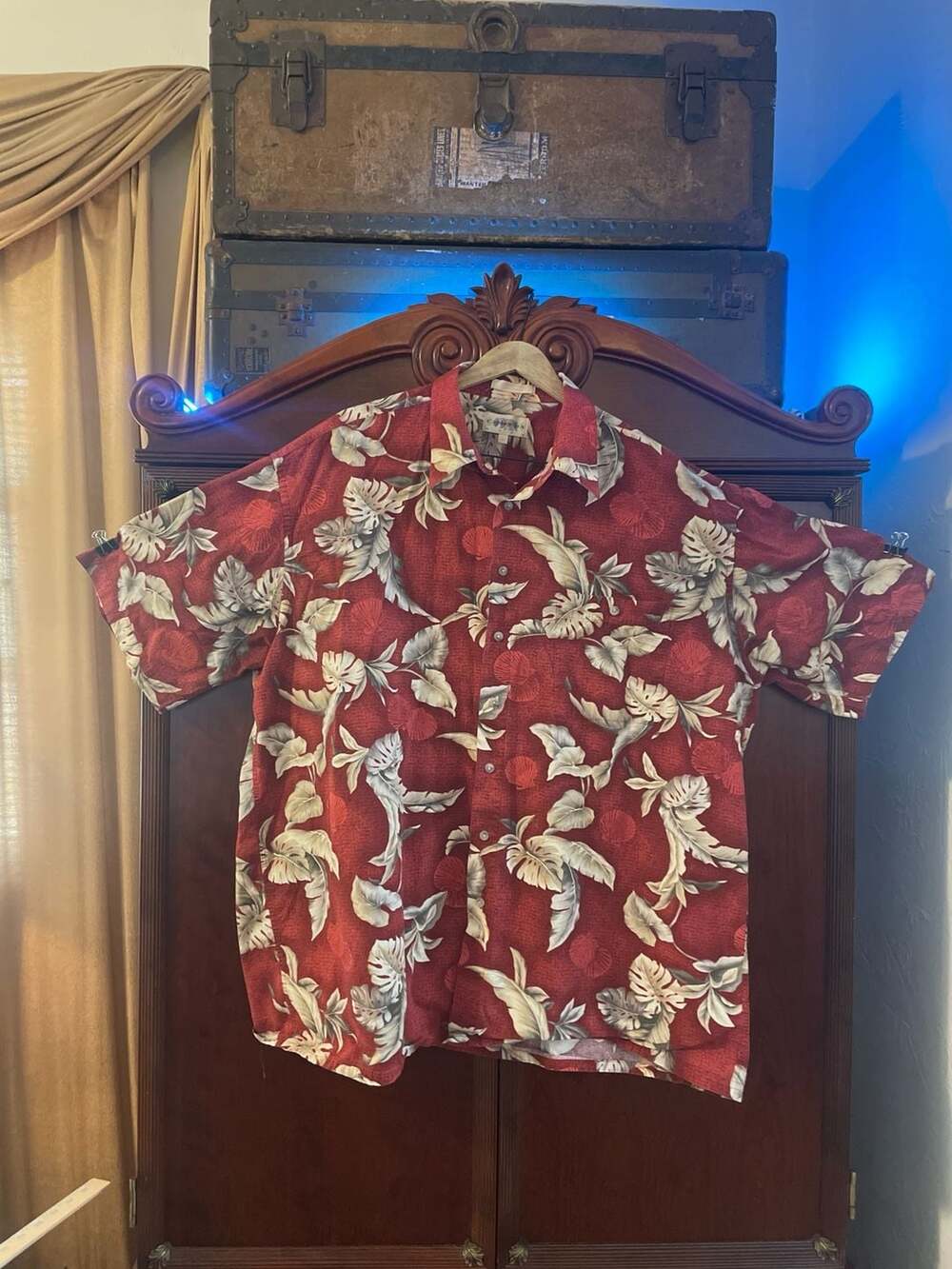 Compra Moda Men's Red Tropical Floral Seashell Print Short Sleeve Shirt 2XLT
